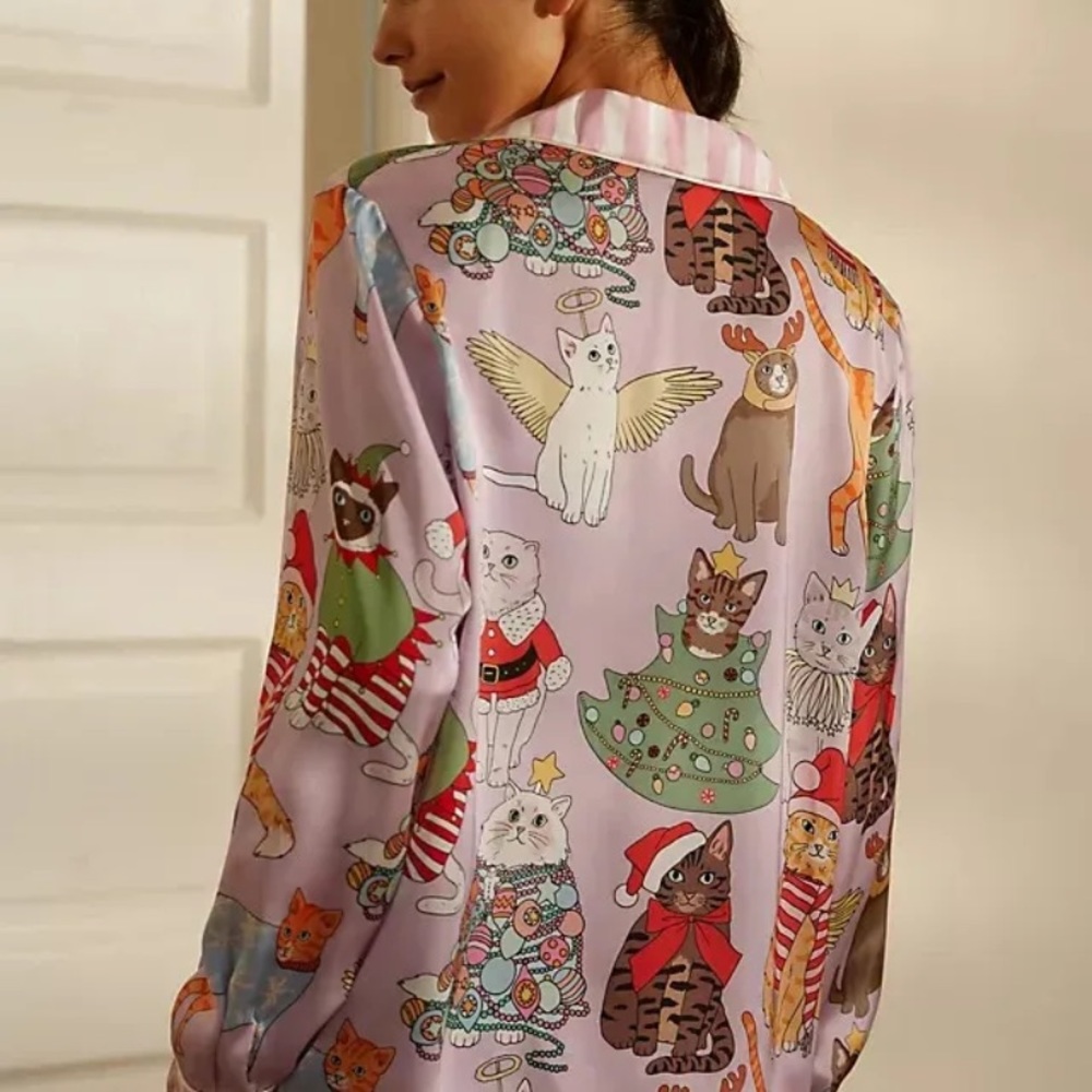 Anthropologie Karen Mabon Christmas cat pajamas xxl new with tags - Picture 3 of 13